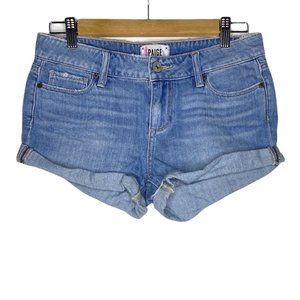 Paige Jean Shorts Size 26 Jimmy Jimmy Short Cotton Blend Rolled Hem Women's Blue